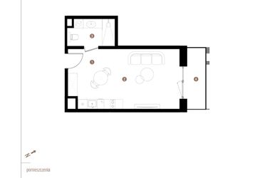 Rzut - Mieszkanie na sprzedaż 1 pokój o powierzchni 30,87 m² - numer A1.7.10 w Apartamenty Grundmanna