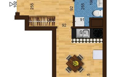 Rzut - Mieszkanie na sprzedaż 3 pokoje o powierzchni 55,83 m² - numer 6B.97 w Mierzeja Wiślana etap III
