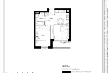 Rzut - Mieszkanie na sprzedaż 2 pokoje o powierzchni 37,5 m² - numer A9 w Osiedle pod Klonami "Klonowa 11"