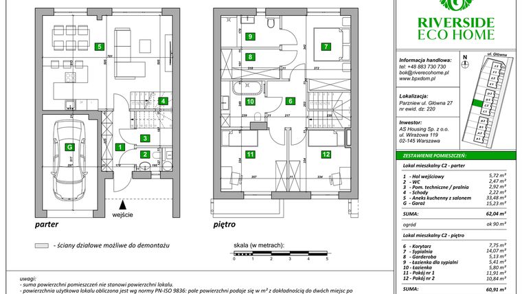 Rzut - Dom na sprzedaż 4 pokoje o powierzchni 123 m² - numer C2 w Riverside Eco Home