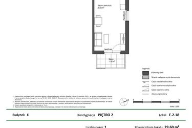 Rzut - Mieszkanie na sprzedaż 1 pokój o powierzchni 29,6 m² - numer E.2.18 w Nowy Świat Ostoja etap II - EFG