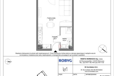 Rzut - Mieszkanie na sprzedaż 1 pokój o powierzchni 32,08 m² - numer B.2M02 w Leszczyńskich 2