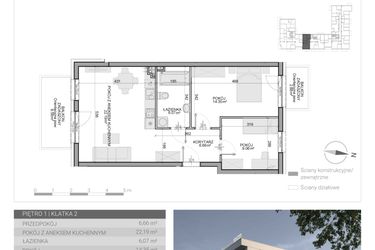 Rzut - Mieszkanie na sprzedaż 3 pokoje o powierzchni 58,33 m² - numer M-32 w Osiedle Radosne