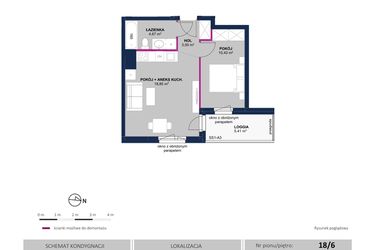 Rzut - Mieszkanie na sprzedaż 2 pokoje o powierzchni 36,95 m² - numer 137 w Moja Północna Etap III