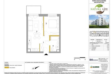 Rzut - Mieszkanie na sprzedaż 2 pokoje o powierzchni 37,69 m² - numer I.21 w Osiedle Natura Life budynki GHI