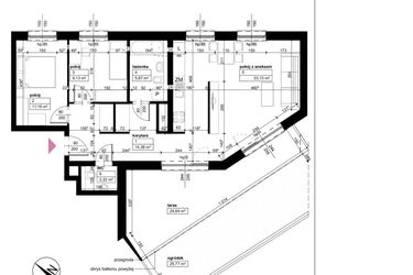 Rzut - Mieszkanie na sprzedaż 3 pokoje o powierzchni 75,89 m² - numer D2/2/0/1 w Malta Wołkowyska etap III