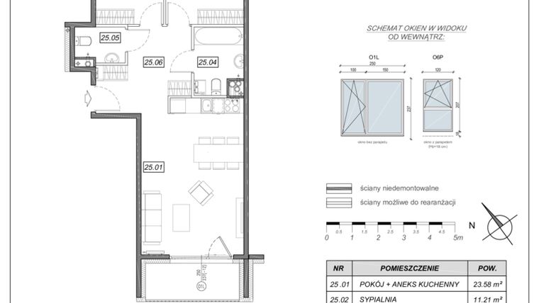 Rzut - Mieszkanie na sprzedaż 3 pokoje o powierzchni 65,03 m² - numer 3.B.25 w Nowe Południe bud. 3