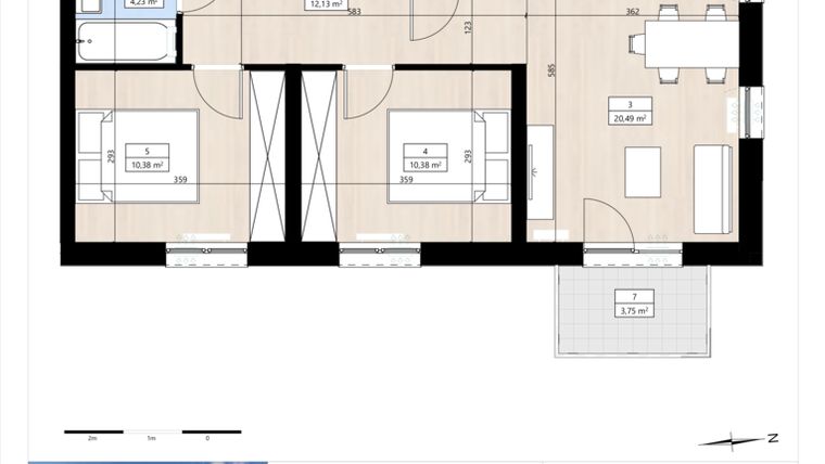 Rzut - Mieszkanie na sprzedaż 3 pokoje o powierzchni 60,53 m² - numer B4/1/22 w MONTANO