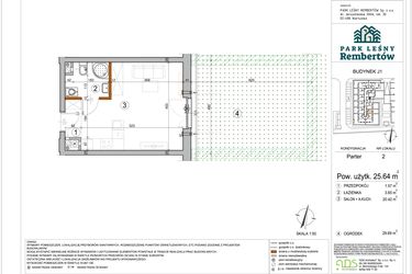 Rzut - Mieszkanie na sprzedaż 1 pokój o powierzchni 25,64 m² - numer J1-2 w Park Leśny Rembertów etap VIII