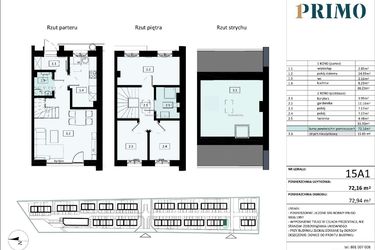 Rzut - Mieszkanie na sprzedaż 4 pokoje o powierzchni 72,16 m² - numer 15A1 w Osiedle Primo