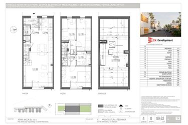 Rzut - Dom na sprzedaż 4 pokoje o powierzchni 89,62 m² - numer E.2 w Nova Wola Park