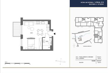 Rzut - Mieszkanie na sprzedaż 1 pokój o powierzchni 32,12 m² - numer A.315 w Nowa Młynówka