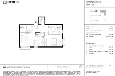 Rzut - Mieszkanie na sprzedaż 3 pokoje o powierzchni 67,38 m² - numer A12.0 w Wynalazek 3A