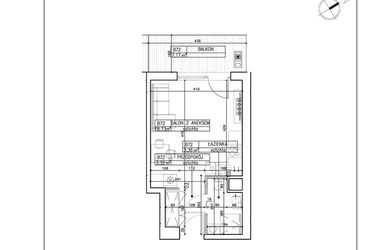 Rzut - Mieszkanie na sprzedaż 1 pokój o powierzchni 25,41 m² - numer B72 w Symfonia - Chodkiewicza 9
