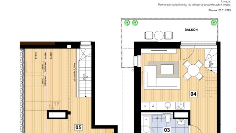 Rzut - Mieszkanie na sprzedaż 3 pokoje o powierzchni 68,8 m² - numer L-32 w Mickiewicza 21 Residence