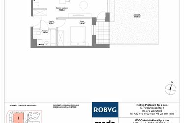 Rzut - Mieszkanie na sprzedaż 2 pokoje o powierzchni 36,74 m² - numer 0M05 w Początek Piątkowo bud. I