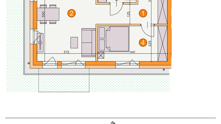 Rzut - Mieszkanie na sprzedaż 2 pokoje o powierzchni 42,07 m² - numer BI/A3 w Osiedle Bocianie Gniazdo 2