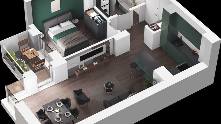 Rzut - Mieszkanie na sprzedaż 2 pokoje o powierzchni 44,85 m² - numer 27 w Apartamenty Zagajnikowa 2