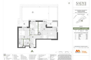 Rzut - Mieszkanie na sprzedaż 3 pokoje o powierzchni 64,93 m² - numer F2.C.00.02 w Sady Żoliborz II