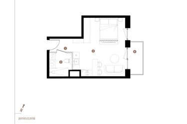 Rzut - Mieszkanie na sprzedaż 1 pokój o powierzchni 31,29 m² - numer A2.3.08 w Apartamenty Grundmanna