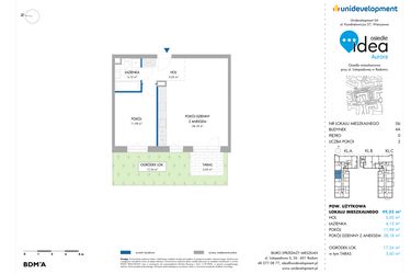 Rzut - Mieszkanie na sprzedaż 2 pokoje o powierzchni 49,33 m² - numer 6.4A w Osiedle Idea Aurora