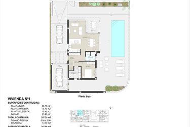 Rzut - Dom na sprzedaż 4 pokoje o powierzchni 197,25 m² - numer 1 w Willa w Pilar de la Horadada - 82840397