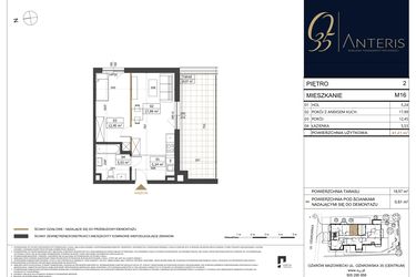 Rzut - Mieszkanie na sprzedaż 2 pokoje o powierzchni 41,21 m² - numer M.16 w Ożarowska 35