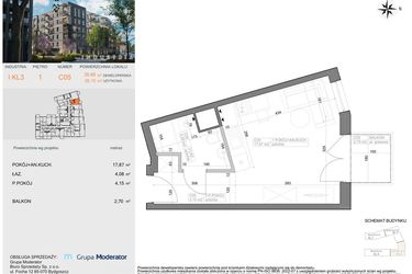 Rzut - Mieszkanie na sprzedaż 1 pokój o powierzchni 26,1 m² - numer I-C5 w Industria etap I-D