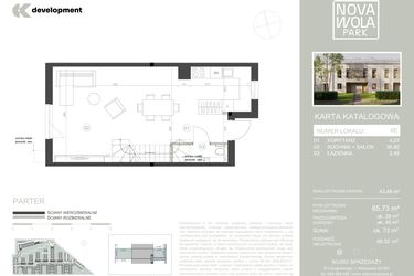 Rzut - Dom na sprzedaż 4 pokoje o powierzchni 85,73 m² - numer 6E w Nova Wola Park II
