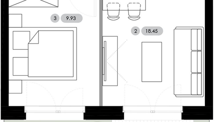 Rzut - Mieszkanie na sprzedaż 2 pokoje o powierzchni 36,6 m² - numer B.0.M5 w Nowe Radwanice