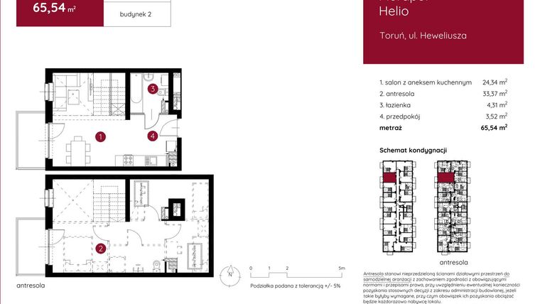 Rzut - Mieszkanie na sprzedaż 1 pokój o powierzchni 64,22 m² - numer 2.A.2.11 w Murapol Helio