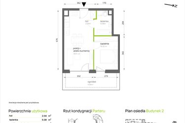 Rzut - Mieszkanie na sprzedaż 2 pokoje o powierzchni 37,55 m² - numer 2.0.04 w Aroniowa Vita