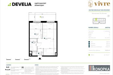 Rzut - Mieszkanie na sprzedaż 2 pokoje o powierzchni 42,22 m² - numer AA0106 w Vivre