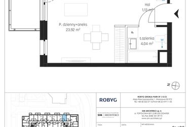 Rzut - Mieszkanie na sprzedaż 1 pokój o powierzchni 29,1 m² - numer I.2M23 w Nadmotławie Apartments etap I