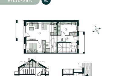 Rzut - Mieszkanie na sprzedaż 3 pokoje o powierzchni 66,43 m² - numer R2 w Aleja Wiśniowa Pogórze