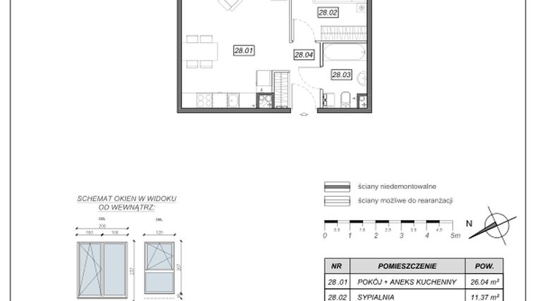 Rzut - Mieszkanie na sprzedaż 2 pokoje o powierzchni 45,5 m² - numer 4.A.28 w Nowe Południe bud. 4