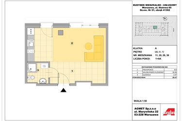 Rzut - Mieszkanie na sprzedaż 1 pokój o powierzchni 32,36 m² - numer 11 w Stalowa 65