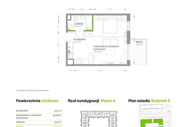 Rzut - Mieszkanie na sprzedaż 1 pokój o powierzchni 34,09 m² - numer E.266 w Centralna Vita