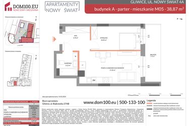 Rzut - Mieszkanie na sprzedaż 2 pokoje o powierzchni 38,87 m² - numer M05 w Apartamenty Nowy Świat
