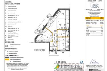 Rzut - Mieszkanie na sprzedaż 3 pokoje o powierzchni 63,53 m² - numer 1-L1 w Osiedle Idea etap I
