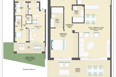 Rzut - Mieszkanie na sprzedaż 3 pokoje o powierzchni 152,55 m² - numer B70A w Arrecife by UrbinCasa