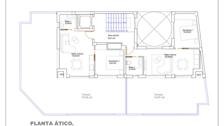 Rzut - Mieszkanie na sprzedaż 1 pokój o powierzchni 79,77 m² - numer 4B w Royal Star Guardamar del Segura, RD-35159