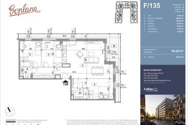 Rzut - Mieszkanie na sprzedaż 4 pokoje o powierzchni 97,31 m² - numer F135 w Goplana budynek F