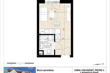 Rzut - Mieszkanie na sprzedaż 1 pokój o powierzchni 20,05 m² - numer B4/1/16 w MONTANO lokale inwestycyjne