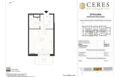 Rzut - Mieszkanie na sprzedaż 1 pokój o powierzchni 30,05 m² - numer B35 w Osiedle Sprawna