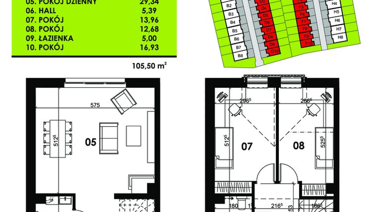 Rzut - Dom na sprzedaż 4 pokoje o powierzchni 105,5 m² - numer D7 w Osiedle Jagiełły II