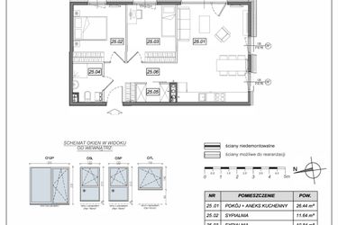 Rzut - Mieszkanie na sprzedaż 3 pokoje o powierzchni 63,11 m² - numer 5.A.25 w Urzeka bud. 5