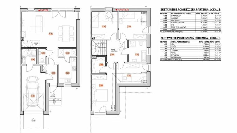 Rzut - Dom na sprzedaż 5 pokoi o powierzchni 130,47 m² - numer 21B/1 w Dolina Kłodawy