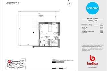 Rzut - Mieszkanie na sprzedaż 1 pokój o powierzchni 31,35 m² - numer Z4.4 w Enklawa Apartamenty Z4 i Z5