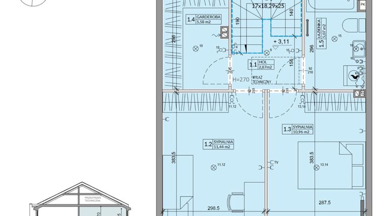 Rzut - Dom na sprzedaż 3 pokoje o powierzchni 68,6 m² - numer 43B w Ogrody Przyjaciół 5 etap IV